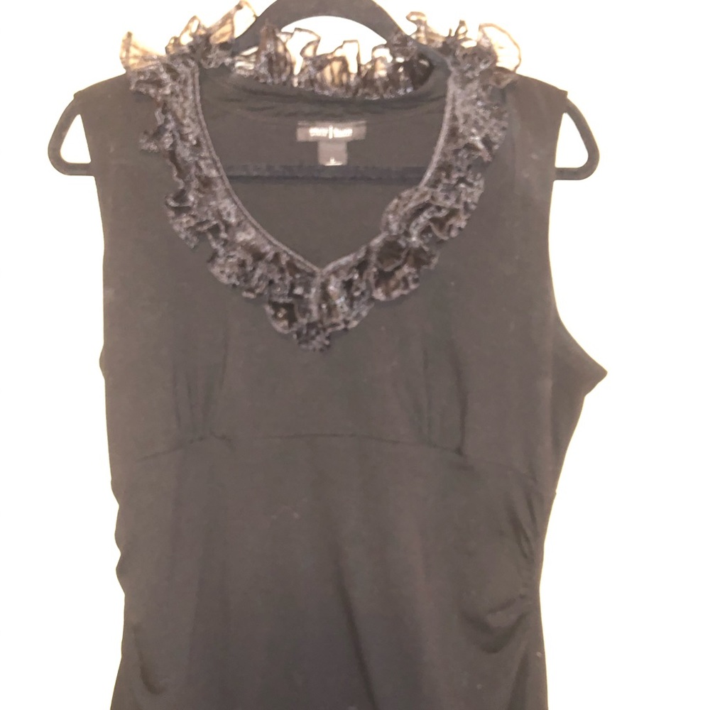 White House Black Market Ruffled Collar Shirt